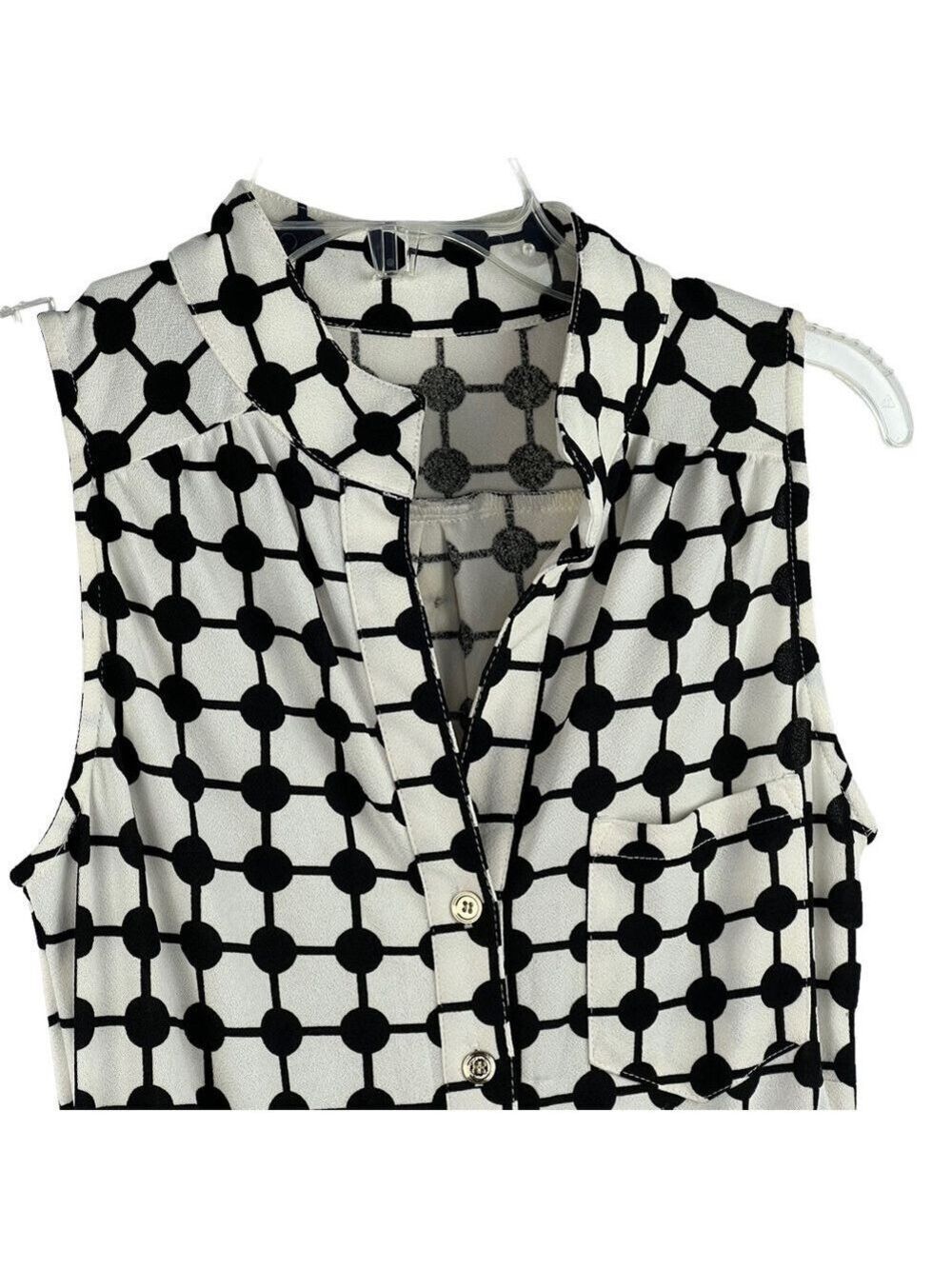 New-shop17 Black/Off White Geometric Print, Wide leg, Sleeveless S Jump Suit SM - Picture 5 of 16